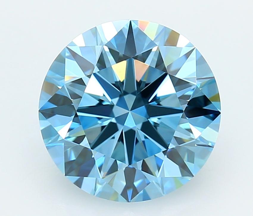 4.06 Ct. Fancy Vivid  Blue Round Lab Grown Diamond