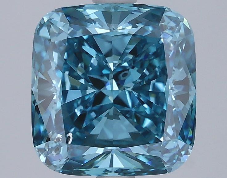 3.02 Ct. Fancy Vivid  Blue Cushion Lab Grown Diamond