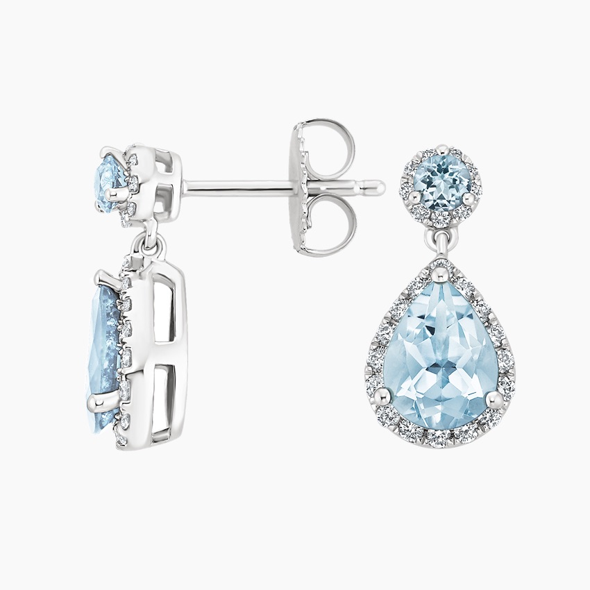 18K White Gold Florence Aquamarine and Diamond Earrings (1/3 ct. tw.)