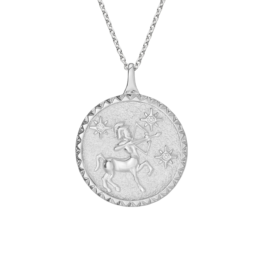 Diamond Accented Sagittarius Zodiac Necklace 