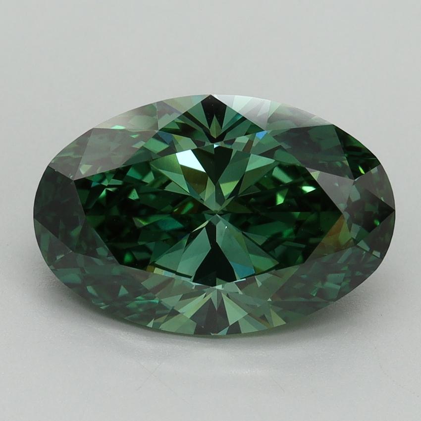 4.14 Ct. Fancy Vivid Green Oval Lab Grown Diamond