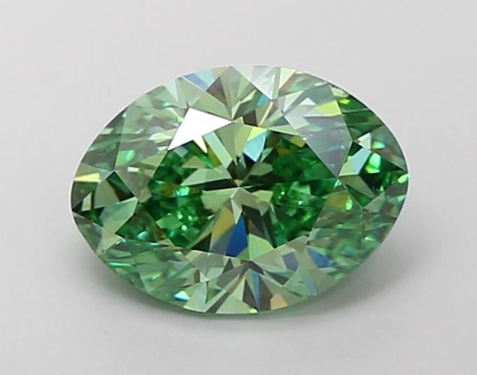 3.01 Ct. Fancy Vivid Green Oval Lab Grown Diamond