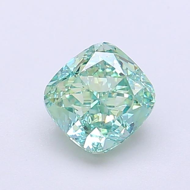 1.02 Ct. Fancy Vivid Green Cushion Lab Grown Diamond