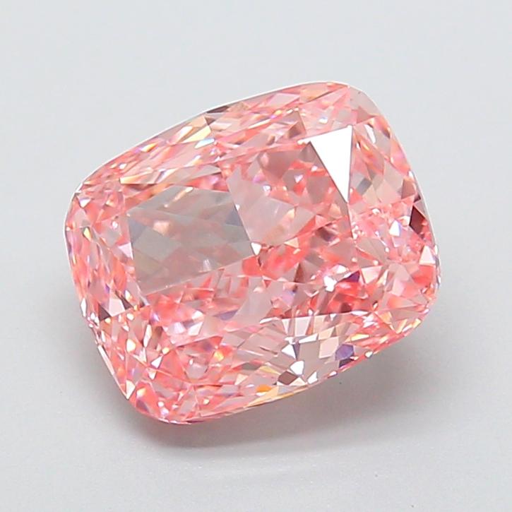 4.12 Ct. Fancy Vivid  Pink Cushion Lab Grown Diamond