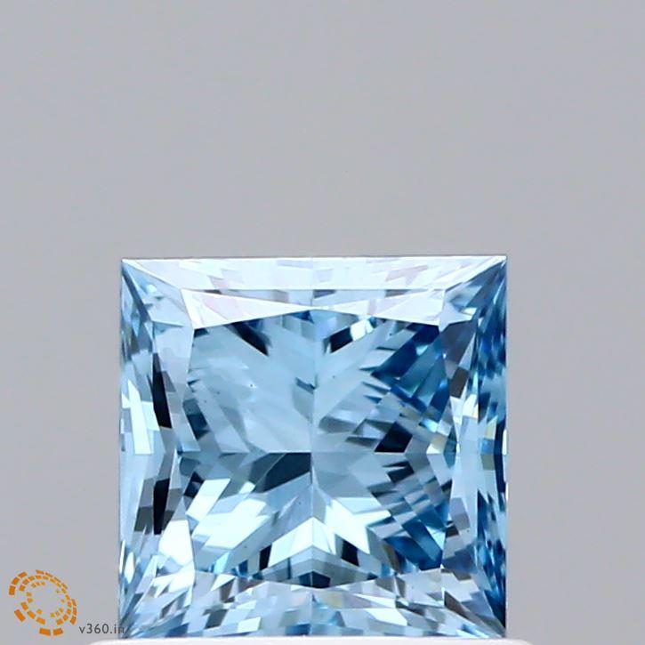 0.90 Ct. Fancy Vivid Blue Princess Lab Grown Diamond