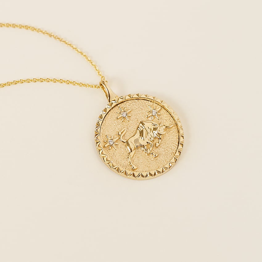 Diamond Accented Taurus Zodiac Necklace | Taurus | Brilliant Earth