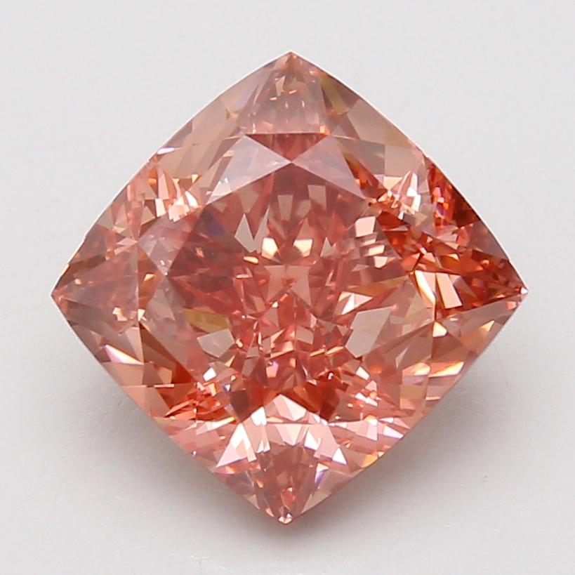 5.07 Ct. Fancy Vivid Brownish Pink Cushion Lab Grown Diamond