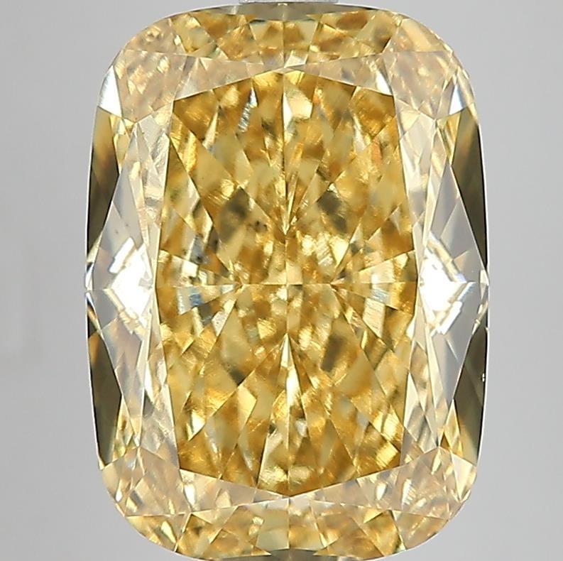 10.04 Ct. Fancy Intense Yellow Cushion Lab Grown Diamond