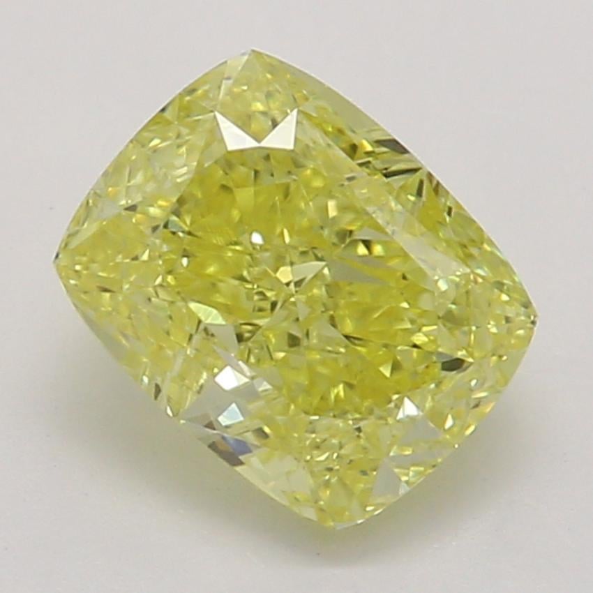 0.71 Ct. Fancy Intense Yellow Cushion Diamond