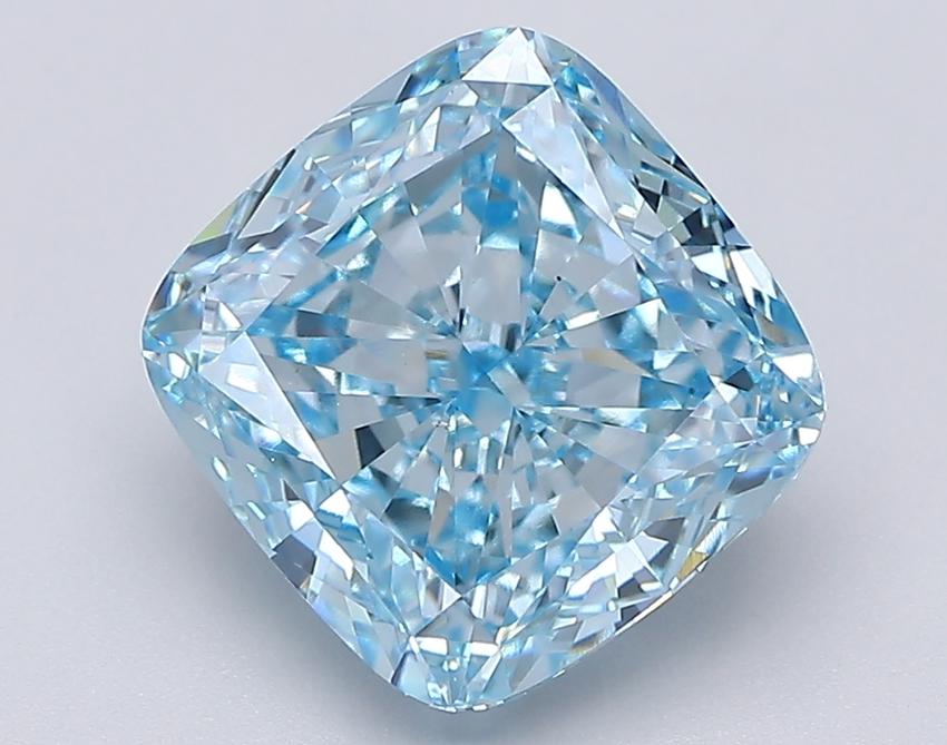 5.03 Ct. Fancy Vivid Blue Cushion Lab Grown Diamond