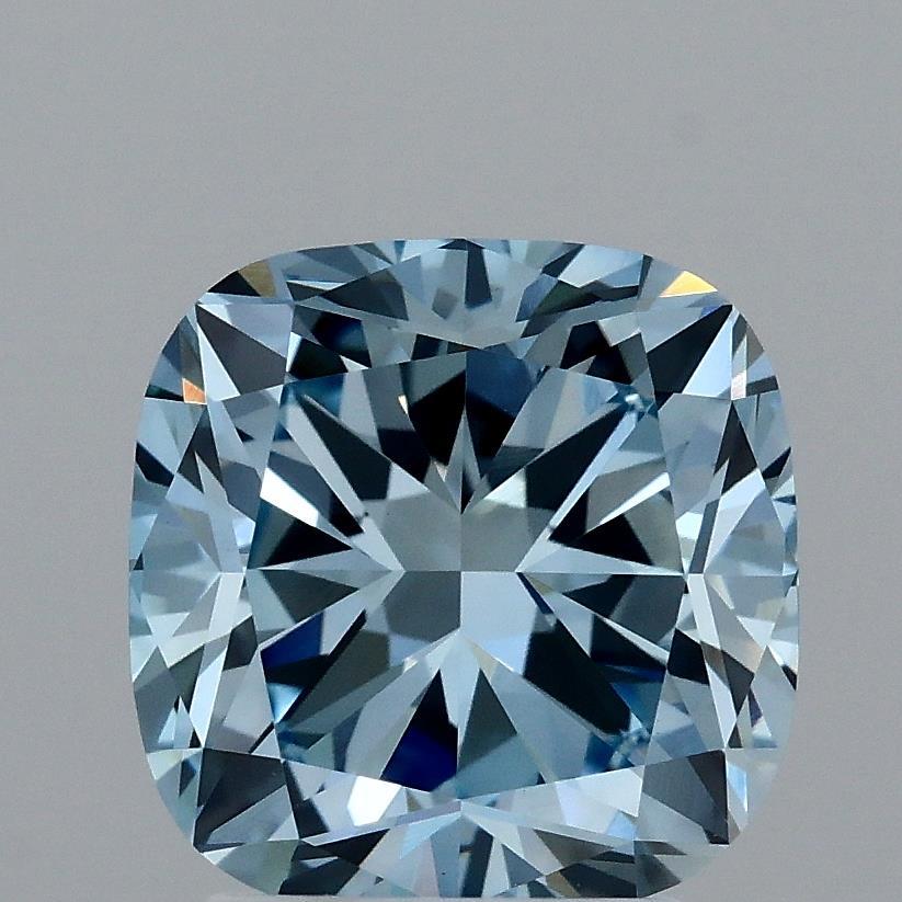 3.08 Ct. Fancy Vivid Blue Cushion Lab Grown Diamond