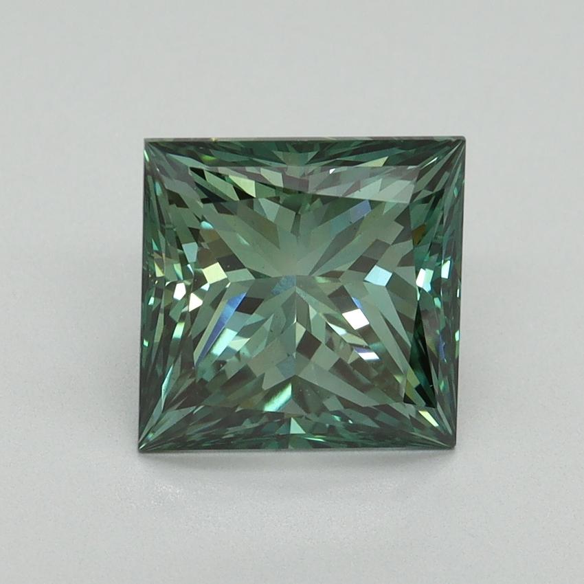 3.09 Ct. Fancy Vivid Green Princess Lab Grown Diamond