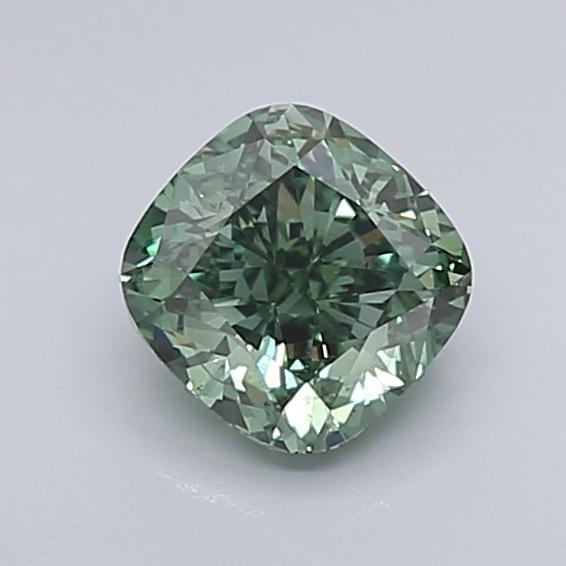 1.01 Ct. Fancy Vivid Green Cushion Lab Grown Diamond