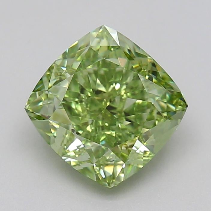 2.07 Ct. Fancy Vivid  Green Cushion Lab Grown Diamond