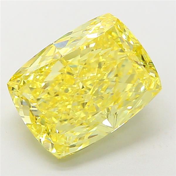 4.54 Ct. Fancy Vivid  Yellow Cushion Lab Grown Diamond