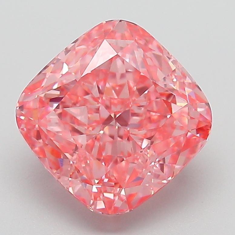 3.04 Ct. Fancy Vivid Pink Cushion Lab Grown Diamond