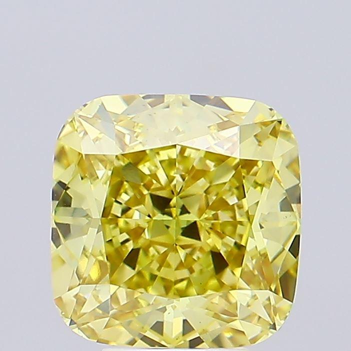 5.02 Ct. Fancy Vivid Yellow Cushion Lab Grown Diamond
