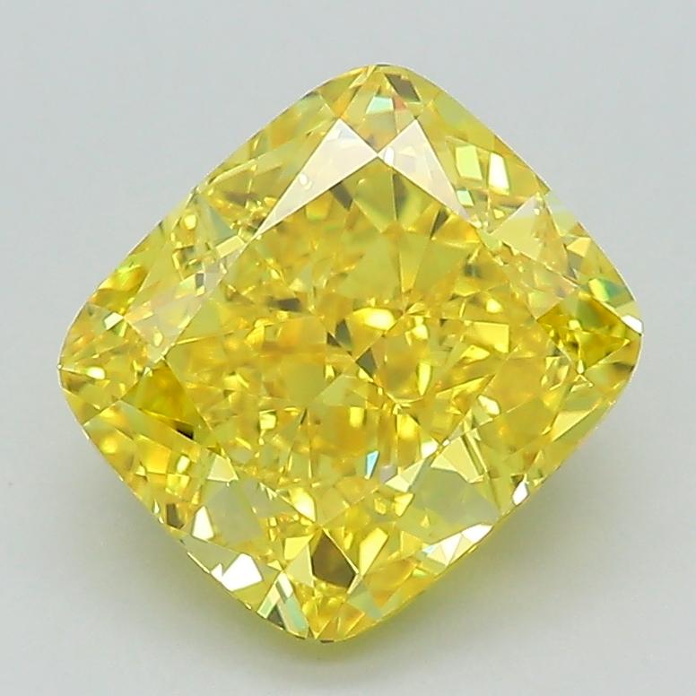 2.62 Ct. Fancy Vivid Yellow Cushion Lab Grown Diamond