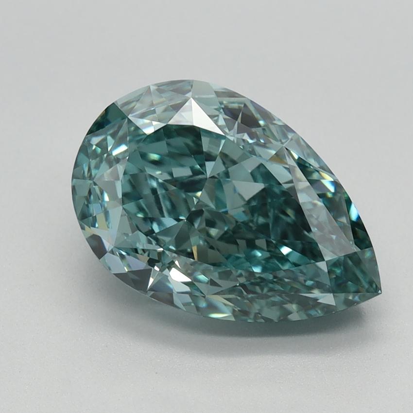 2.73 Ct. Fancy Vivid Bluish Green Pear Lab Grown Diamond