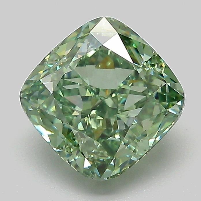 2.03 Ct. Fancy Vivid Green Cushion Lab Grown Diamond