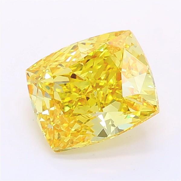 1.36 Ct. Fancy Vivid Yellow Cushion Lab Grown Diamond