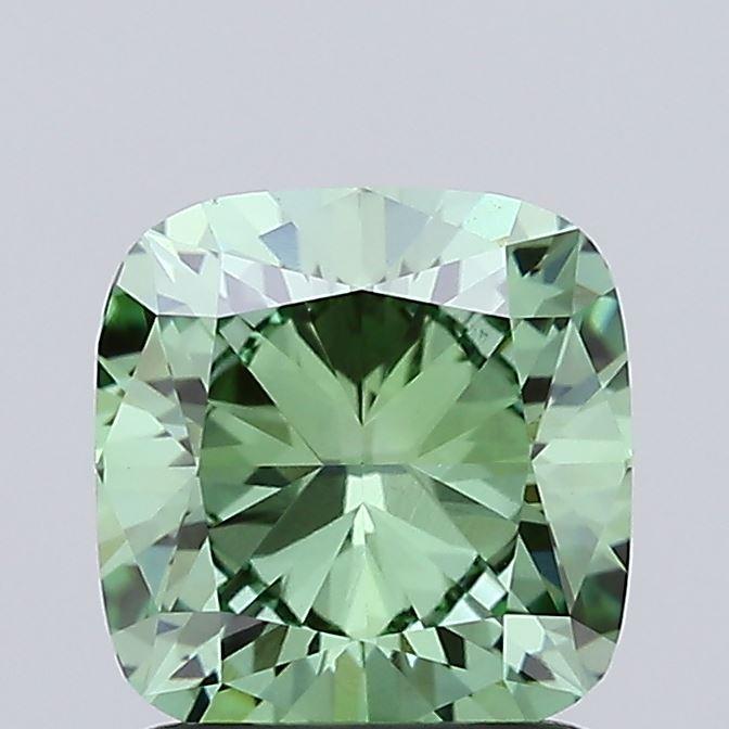 1.52 Ct. Fancy Vivid Green Cushion Lab Grown Diamond