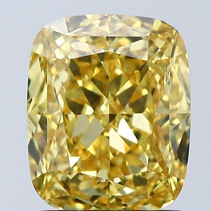 2.05 Ct. Fancy Vivid Yellow Cushion Lab Grown Diamond