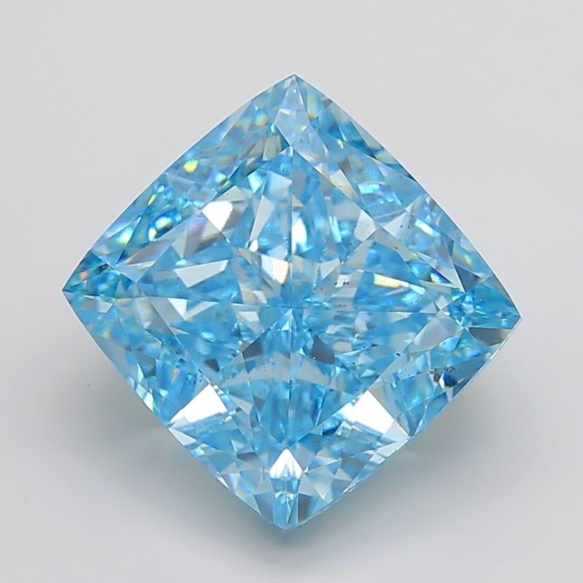 30.02 Ct. Fancy Vivid Blue Cushion Lab Grown Diamond
