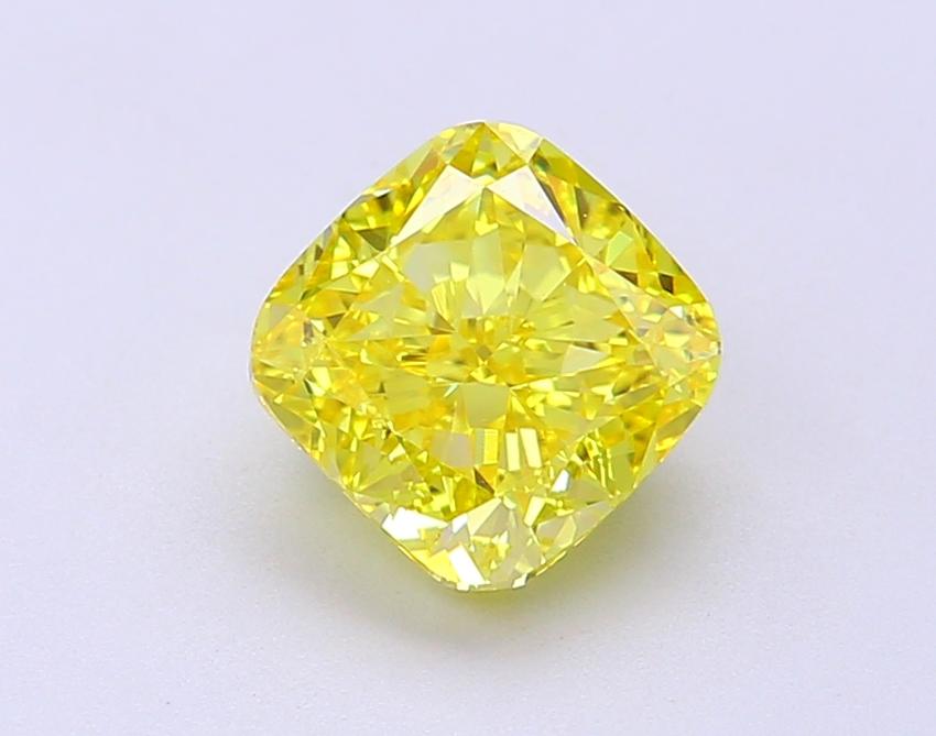 2.02 Ct. Fancy Vivid Yellow Cushion Lab Grown Diamond