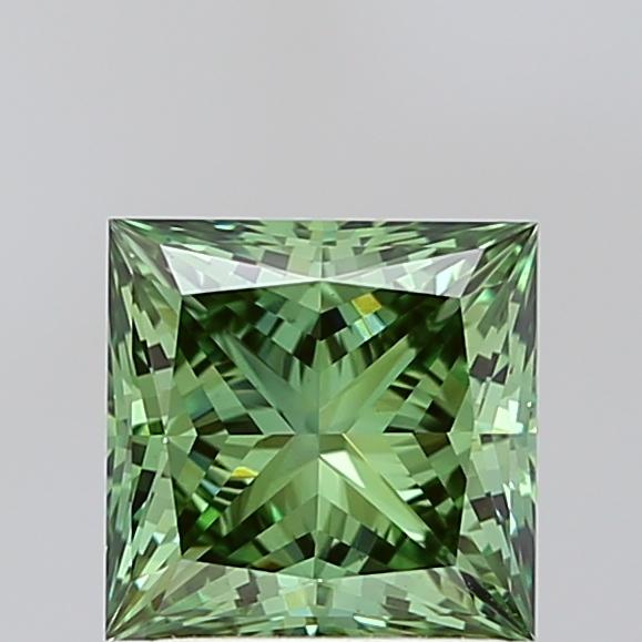 1.89 Ct. Fancy Vivid Green Princess Lab Grown Diamond