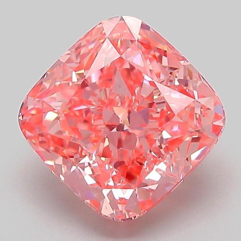 3.09 Ct. Fancy Vivid Pink Cushion Lab Grown Diamond
