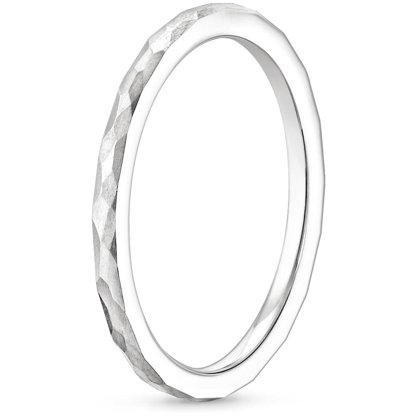Matte Hammered Petite Comfort Fit Wedding Ring in Platinum