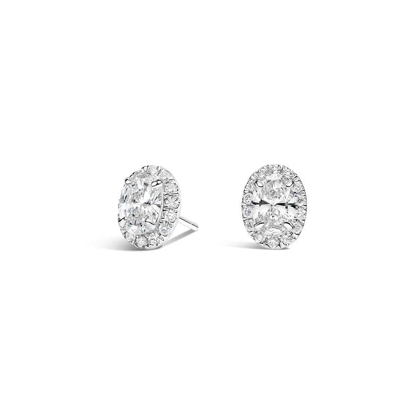 1.5 Ct Round Lab Diamond Halo Stud Earrings White Gold Plated Women Jewelry Gift