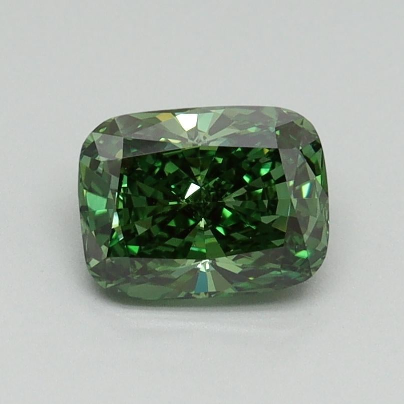 0.94 Ct. Fancy Vivid Green Cushion Lab Grown Diamond