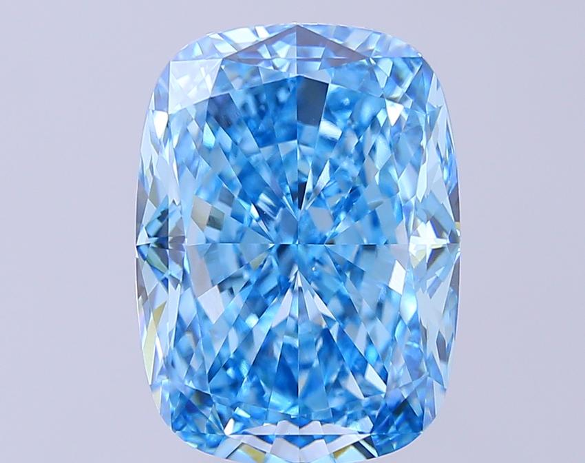 10.01 Ct. Fancy Vivid  Blue Cushion Lab Grown Diamond