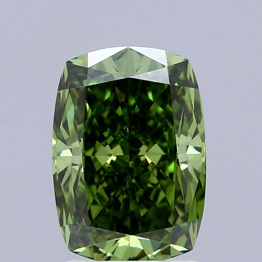 2.08 Ct. Fancy Vivid  Green Cushion Lab Grown Diamond