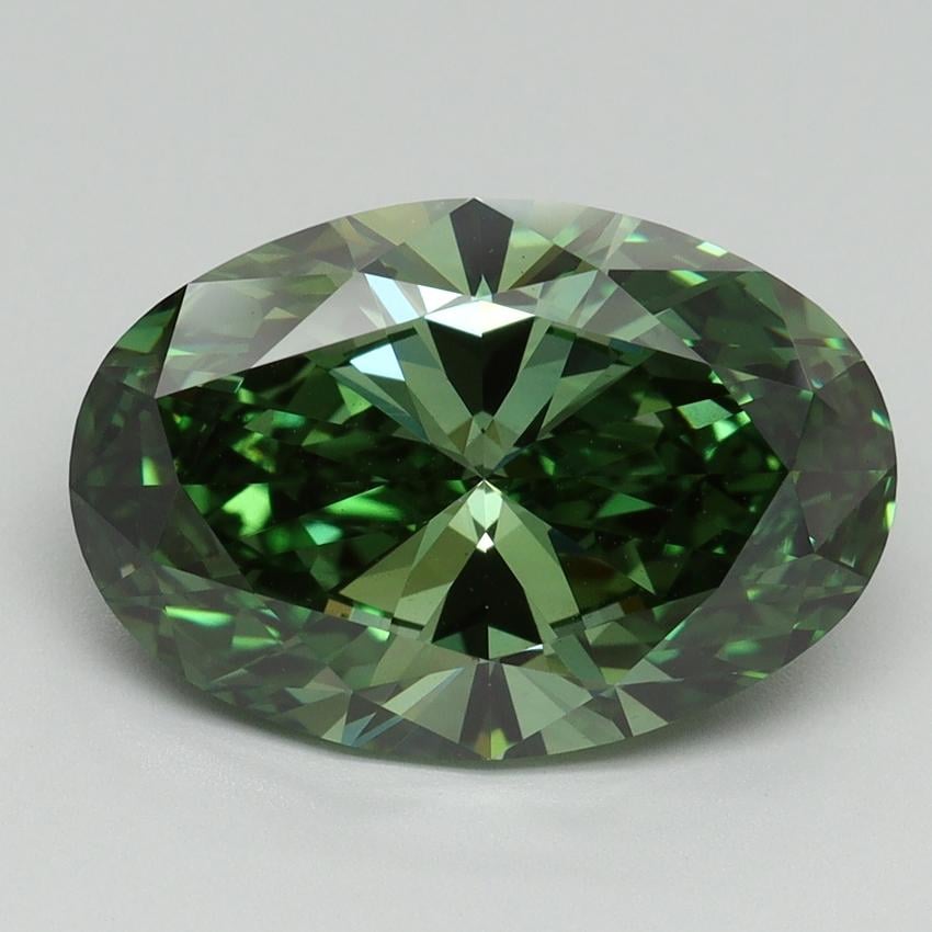 5.12 Ct. Fancy Vivid Green Oval Lab Grown Diamond