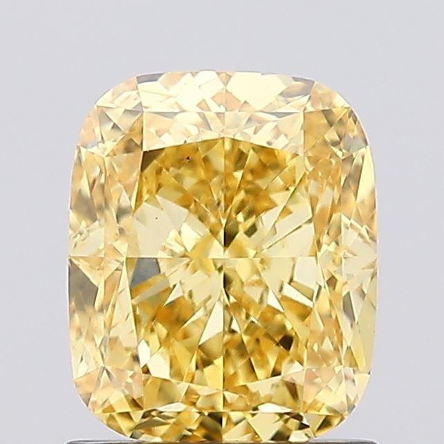1.31 Ct. Fancy Vivid  Yellow Cushion Lab Grown Diamond