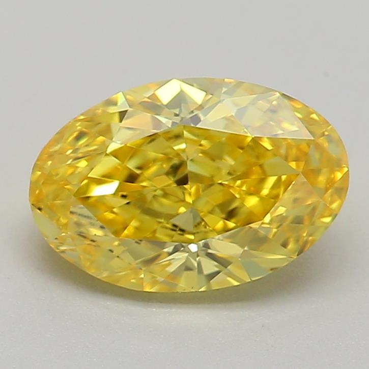 0.77 Ct. Fancy Vivid Yellow Oval Lab Grown Diamond
