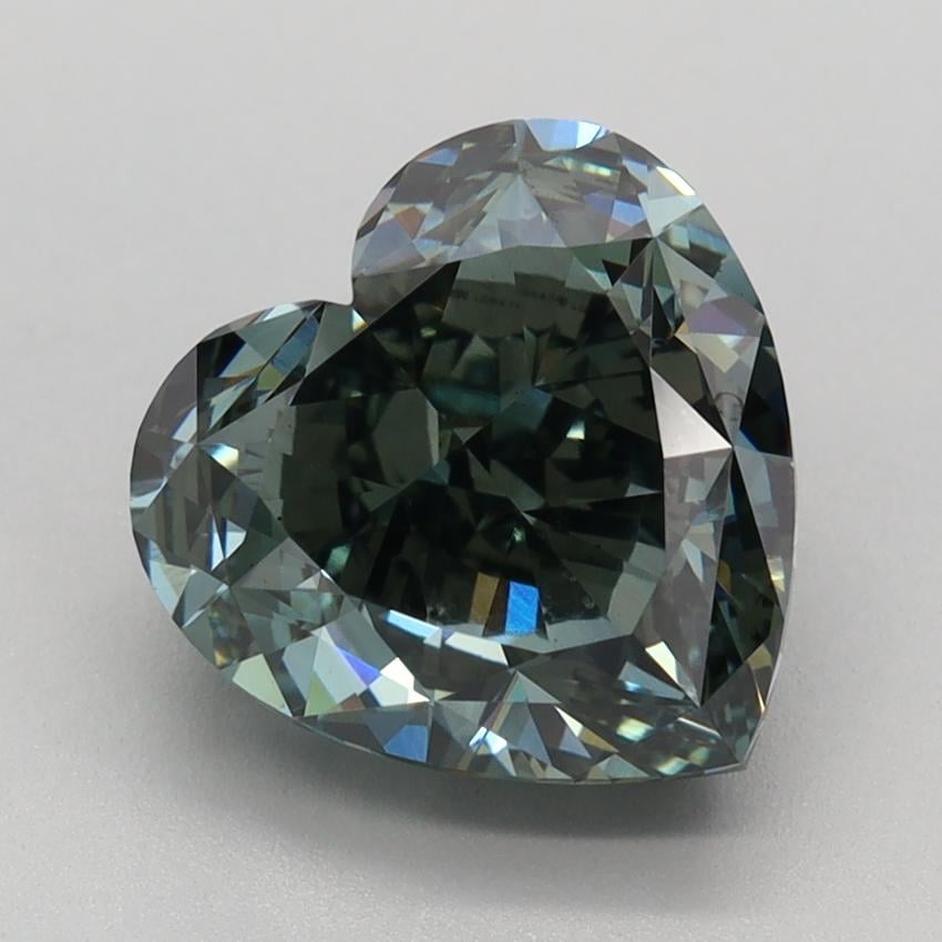 3.42 Ct. Fancy Intense Grayish Green Heart Lab Grown Diamond