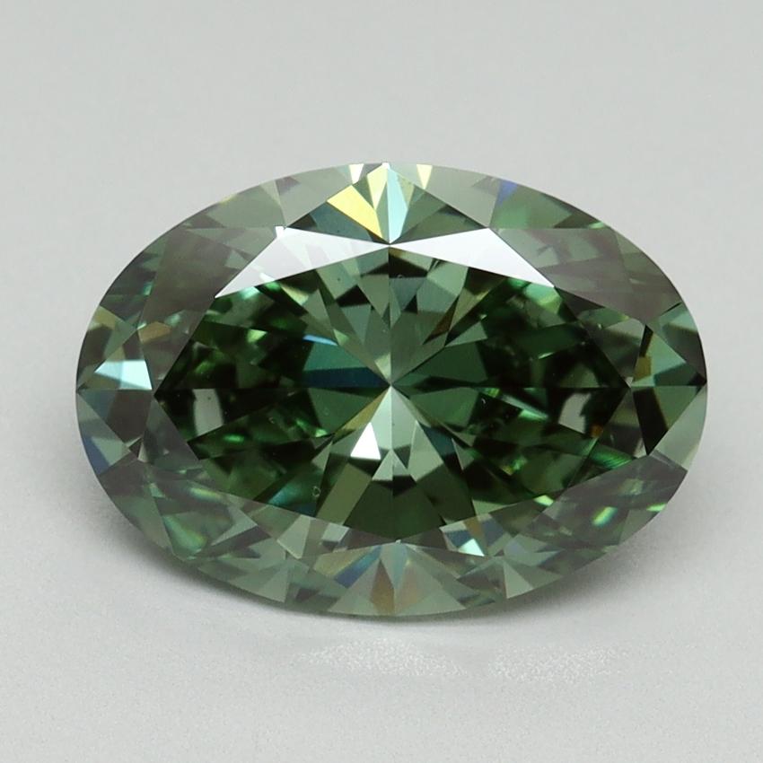 2.97 Ct. Fancy Vivid Green Oval Lab Grown Diamond