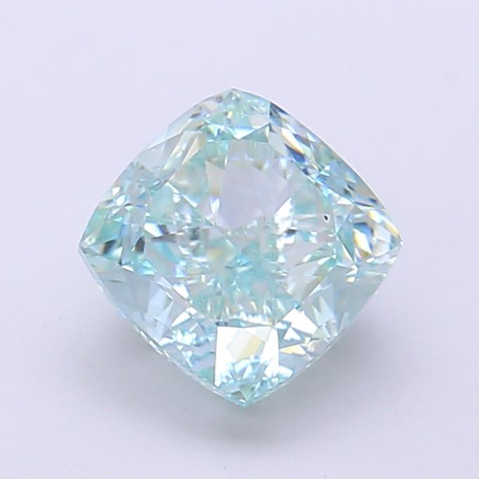 2.02 Ct. Fancy Vivid  Green Cushion Lab Grown Diamond