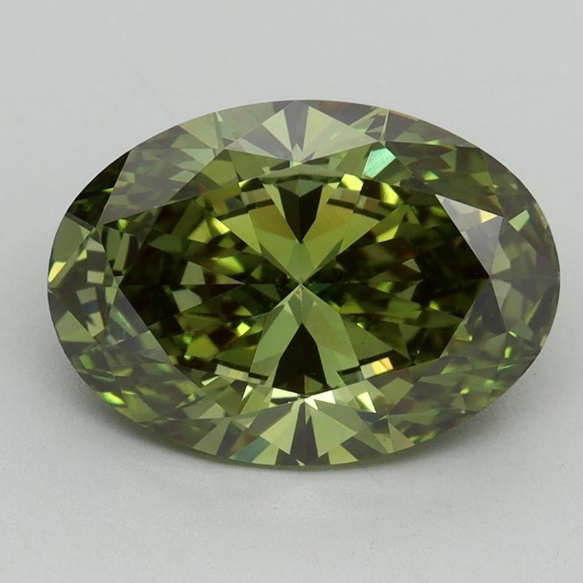 3.06 Ct. Fancy Vivid Green Oval Lab Grown Diamond