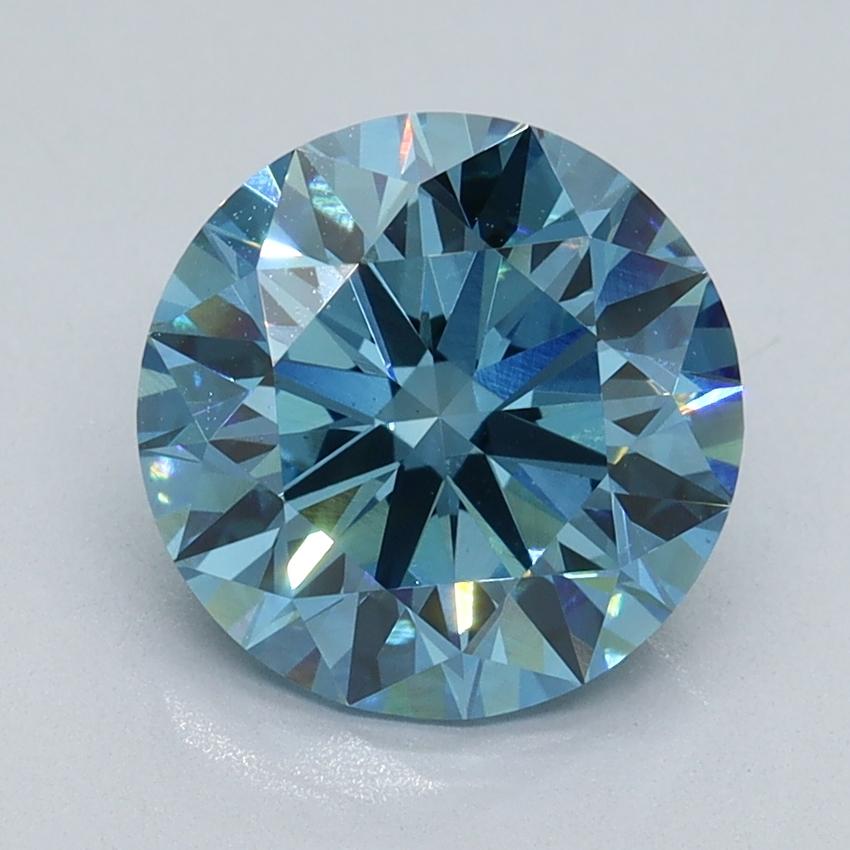 2.41 Ct. Fancy Vivid Malibu Blue Round Lab Grown Diamond