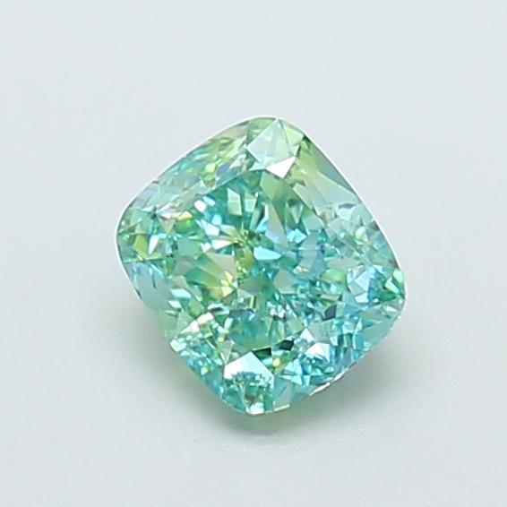 1.12 Ct. Fancy Vivid  Green Cushion Lab Grown Diamond