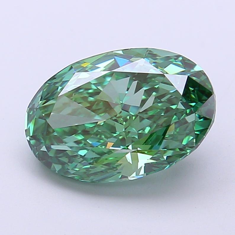 3.52 Ct. Fancy Vivid Green Oval Lab Grown Diamond