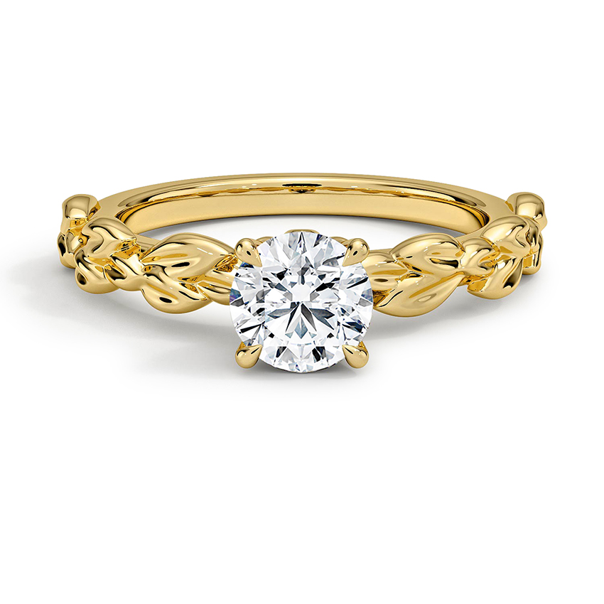 Custom Leaf and Flower Diamond Engagement Ring