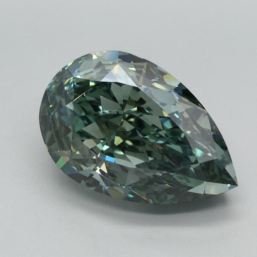 4.20 Ct. Fancy Vivid  Green Pear Lab Grown Diamond