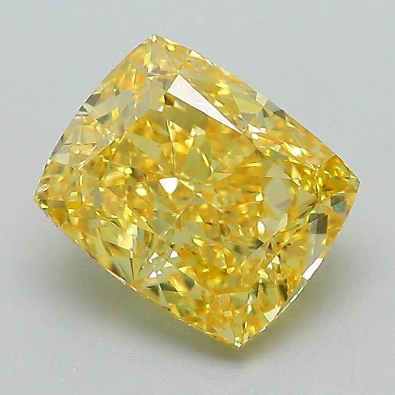 2.03 Ct. Fancy Vivid Yellow Cushion Lab Grown Diamond