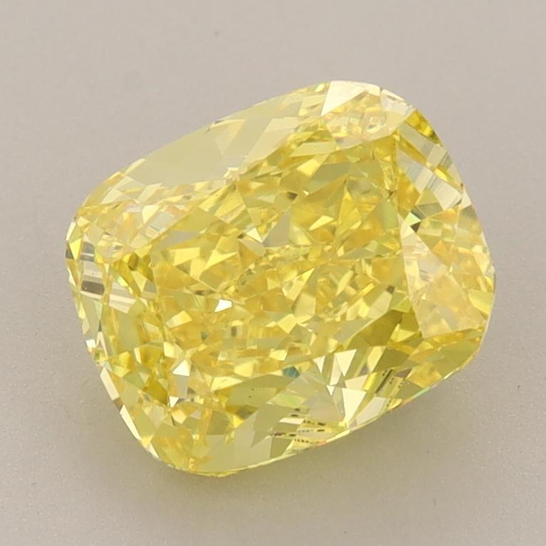 2.17 Ct. Fancy Vivid  Yellow Cushion Lab Grown Diamond